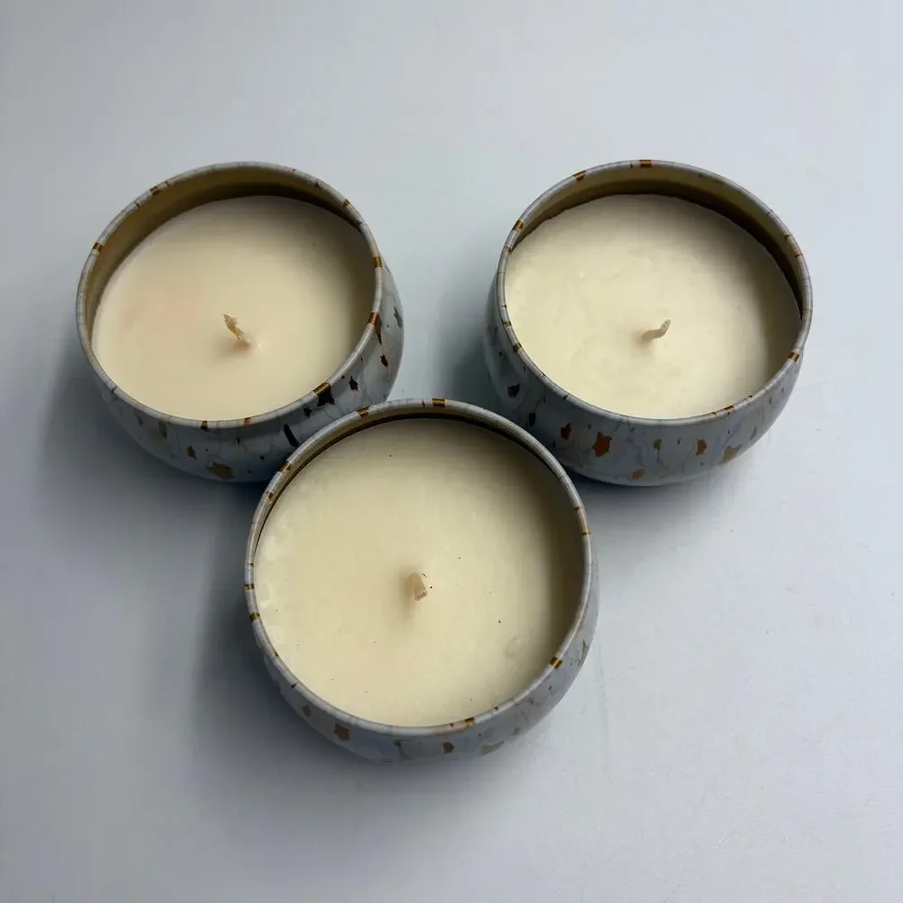 Huntington Home Aldi 3 Pack Mini Candle Tins Holiday Soy Coconut Wax Unburned
